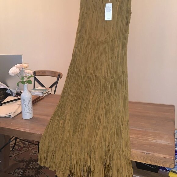 NWT Eileen Fisher BRONZE Crushed Silk Jewel Neck Tiered Dress - Picture 2 of 4